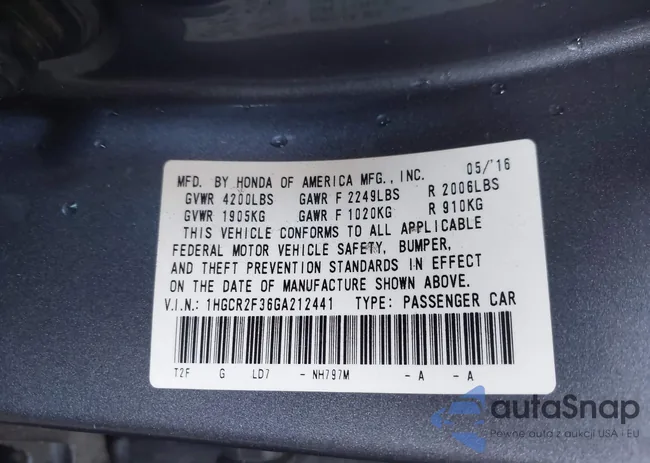 1HGCR2F36GA212441: 44069009