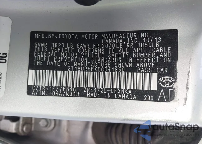 2T1BURHEXEC041850: 44069091