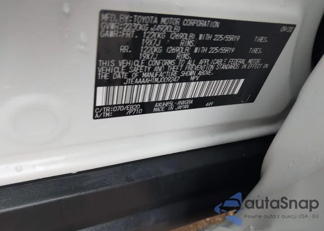 JTEAAAAH1MJ009247: 44069103