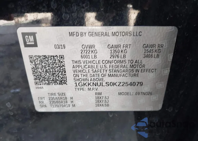 1GKKNULS0KZ254079: 44068496