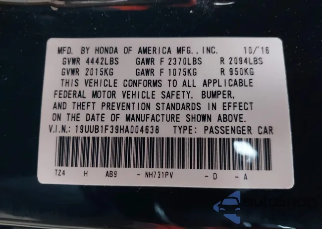 19UUB1F39HA004638: 44069725