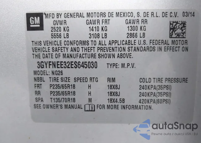 3GYFNEE32ES645030: 44069825