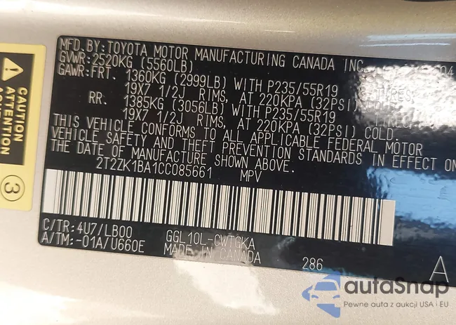 2T2ZK1BA1CC085661: 44069921