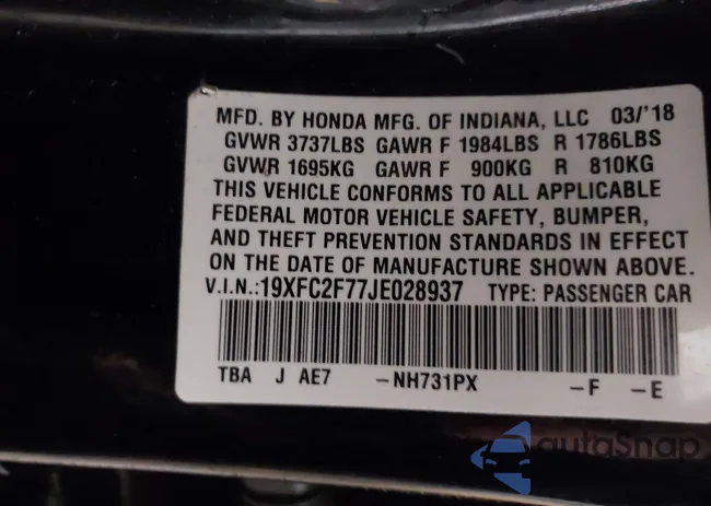 19XFC2F77JE028937: 44070016