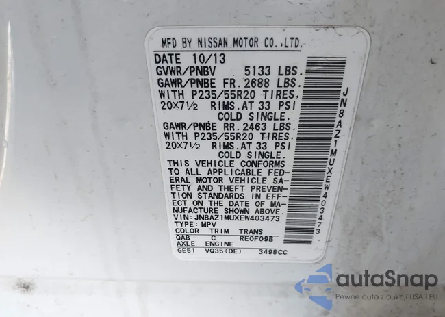 JN8AZ1MUXEW403473: 44070104