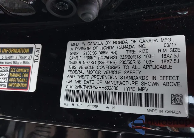 2HKRW2H5XHH632830: 44070121