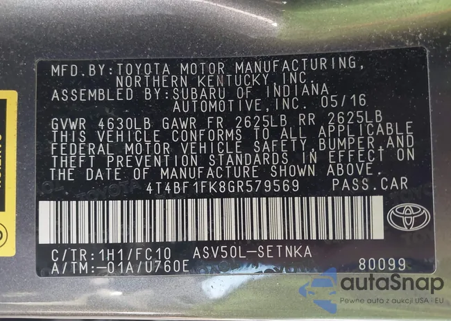 4T4BF1FK8GR579569: 44069350