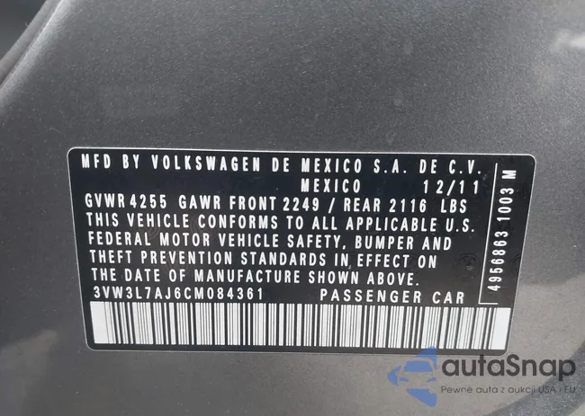 3VW3L7AJ6CM084361: 44069465