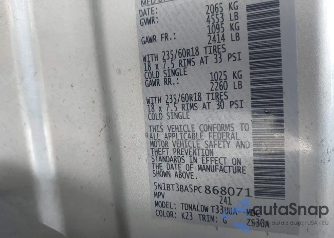 5N1BT3BA5PC868071: 44070637