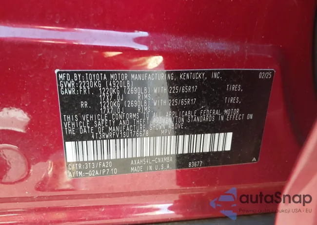 4T3RWRFV1SU176678: 44070642