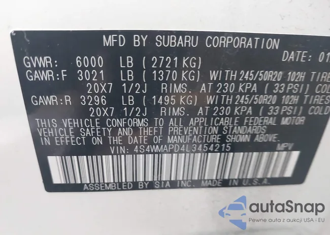 4S4WMAPD4L3454215: 44070940