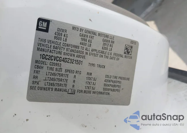 1GC2CVCG4DZ321501: 44070986