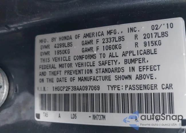 1HGCP2F39AA097069: 44071168