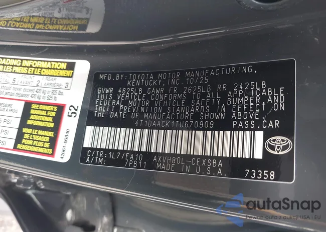 4T1DAACK1TU670909: 44070338