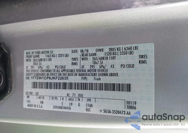 1FTEW1CP9JKF22635: 44071688