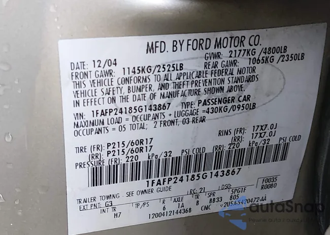 1FAFP24185G143867: 44071776