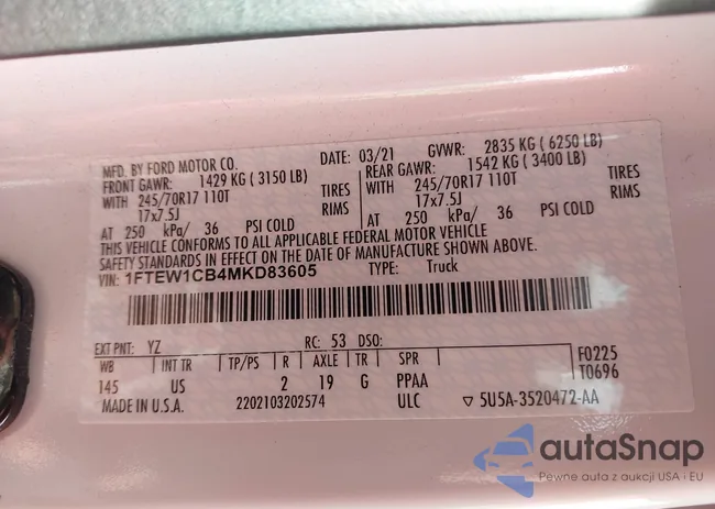 1FTEW1CB4MKD83605: 44071953