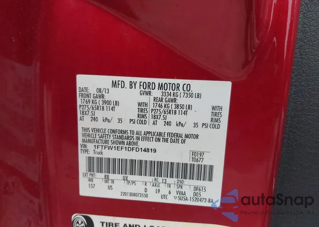 1FTFW1EF1DFD14819: 44072080