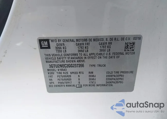 3GTU2NEC2GG237266: 44072108