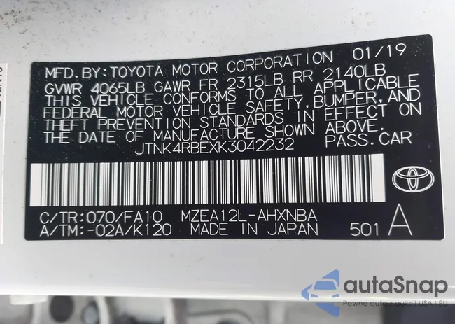 JTNK4RBEXK3042232: 44072155