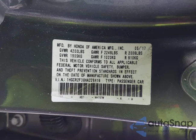 1HGCR2F38HA228416: 44072672