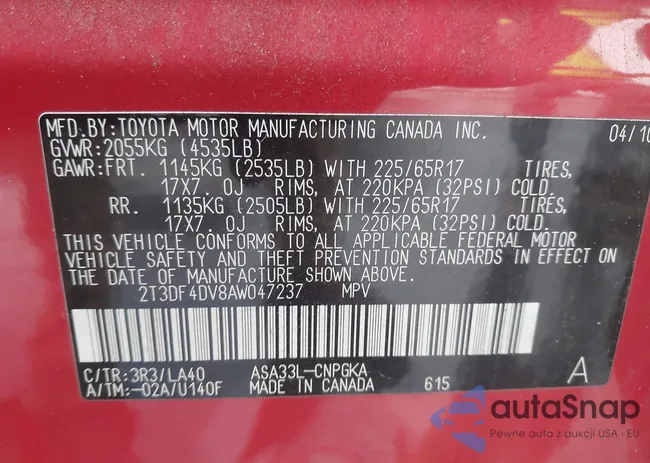 2T3DF4DV8AW047237: 44072678