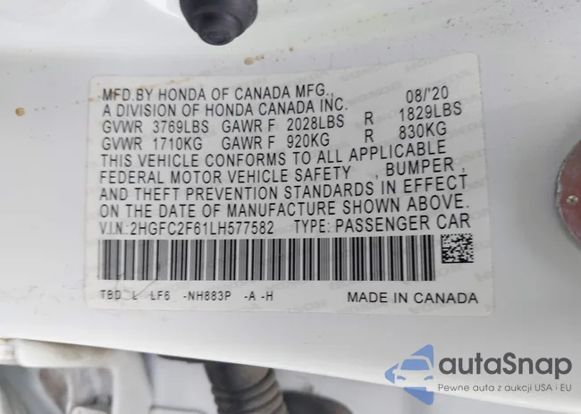 2HGFC2F61LH577582: 44072813