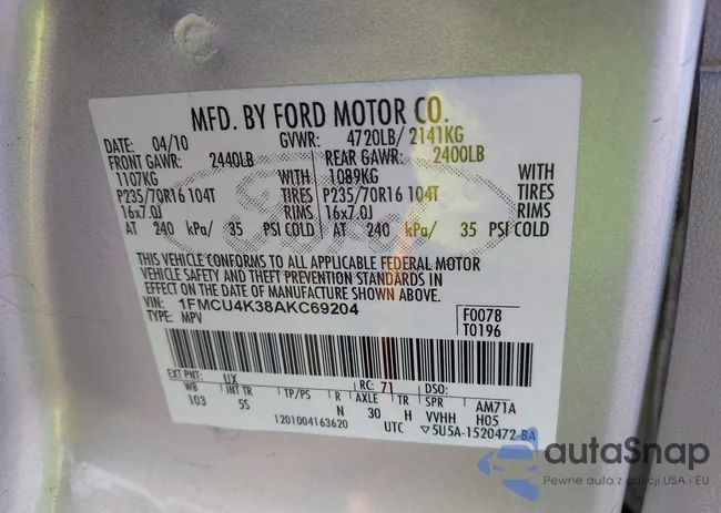 1FMCU4K38AKC69204: 44072937