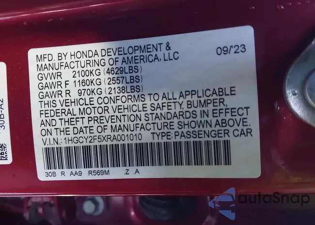 1HGCY2F5XRA001010: 44073016