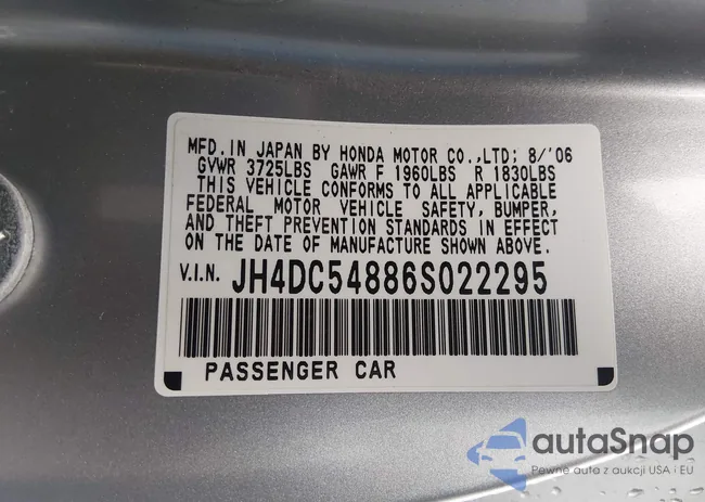 JH4DC54886S022295: 44072173