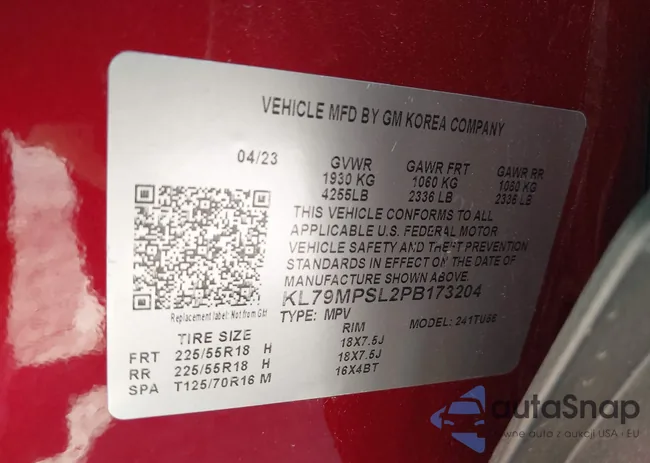 KL79MPSL2PB173204: 44072473