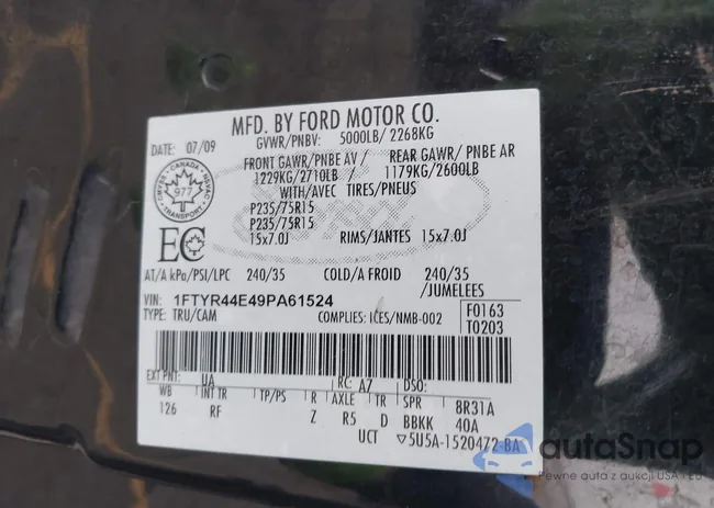 1FTYR44E49PA61524: 44073667