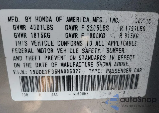 19UDE2F35HA006027: 44073766