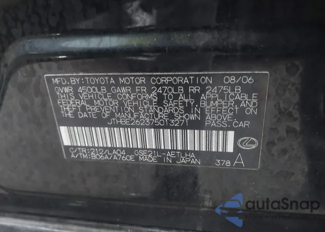 JTHBE262375013271: 44074073