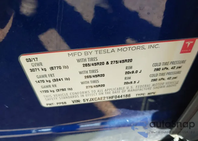 5YJXCAE21HF044186: 44073399