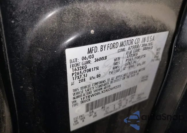 1FTRW08LX3KD69235: 44073473