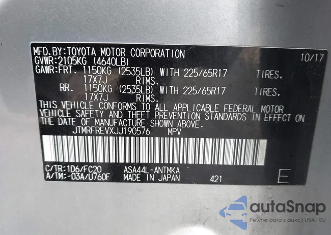 JTMRFREVXJJ190576: 44074645