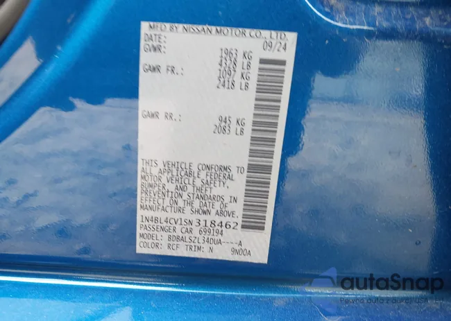 1N4BL4CV1SN318462: 44074662