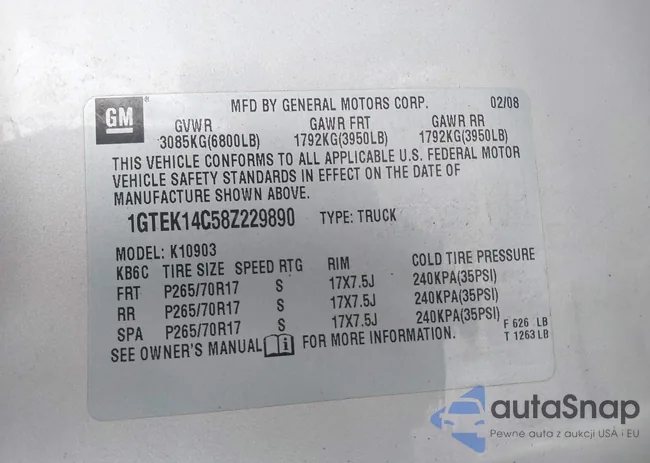 1GTEK14C58Z229890: 44074182