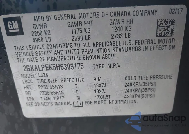 2GKALPEK5H6305175: 44074467