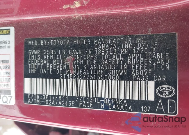 2T1BR32E75C550060: 44074477