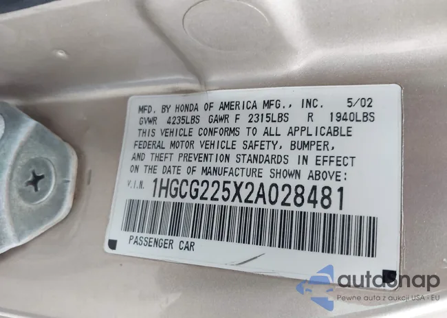 1HGCG225X2A028481: 44075773