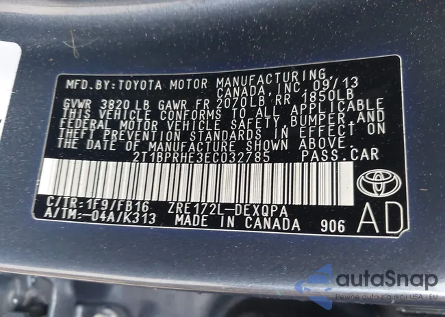 2T1BPRHE3EC032785: 44075815