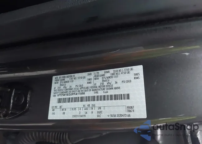 1FTFW1ED2PFA17058: 44075278