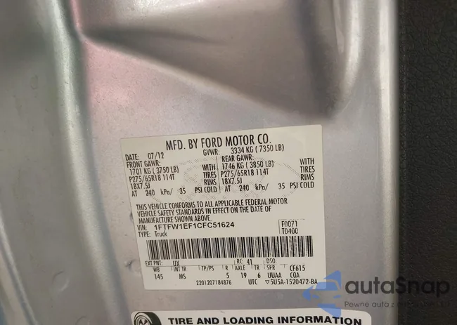 1FTFW1EF1CFC51624: 44075501