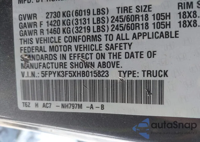 5FPYK3F5XHB015823: 44076710