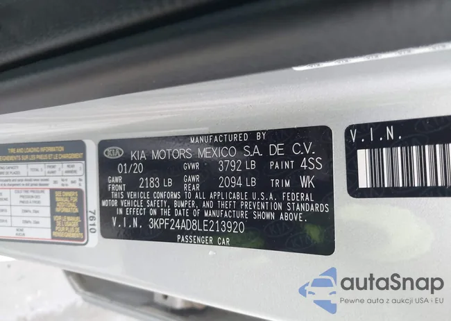 3KPF24AD8LE213920: 44076728