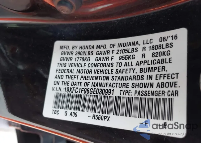 19XFC1F96GE030991: 44076751