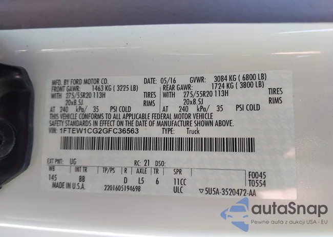 1FTEW1CG2GFC36563: 44076777