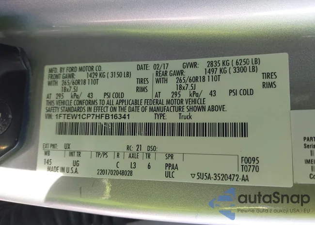 1FTEW1CP7HFB16341: 44076846